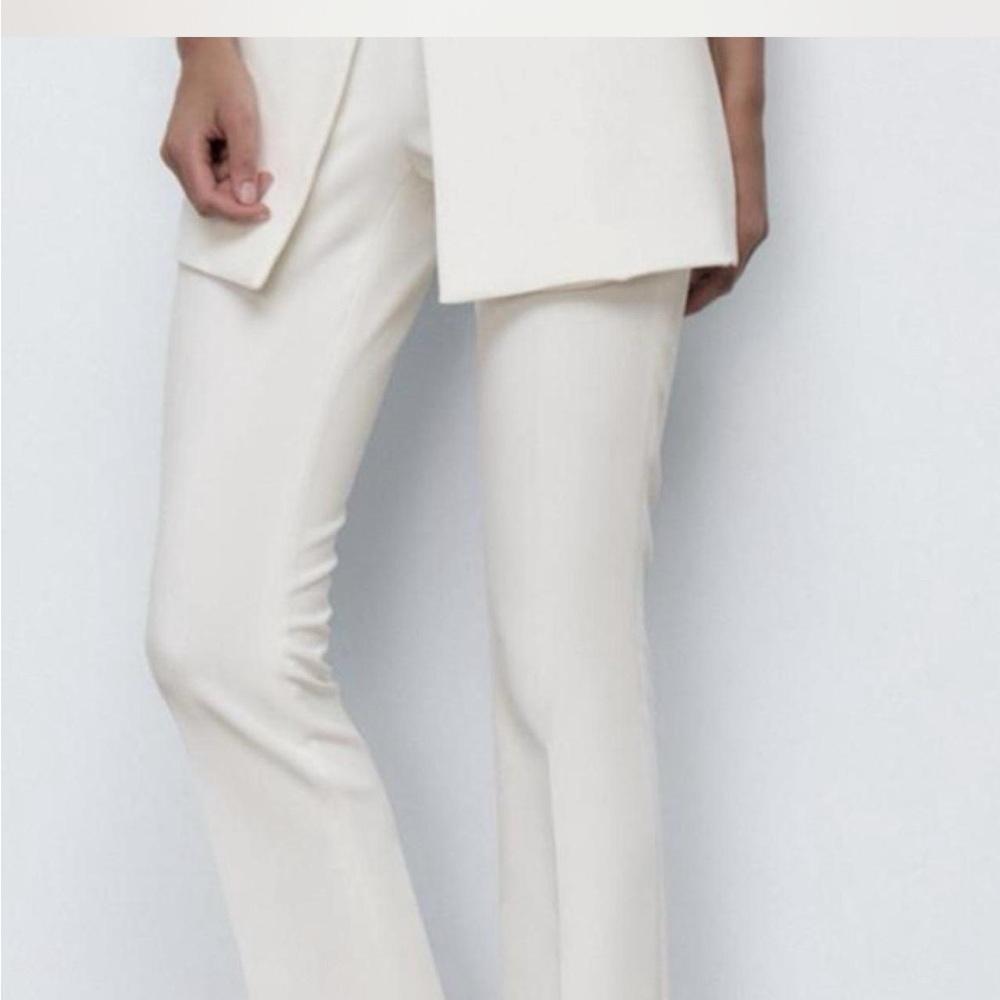 Zara Cream Flare Pants with Tailored Fit